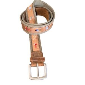 Bison Designs Fly Fishing Belt Men 40 Sage Green Canvas Leather Made in USA Lure